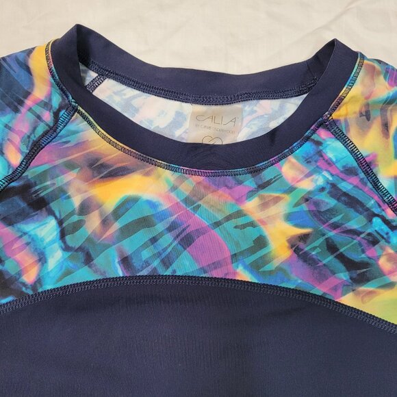 SOLD! Calia by Carrie Underwood Swim Rash Guard Long Sleeve Colorful Rouche - Picture 2 of 11